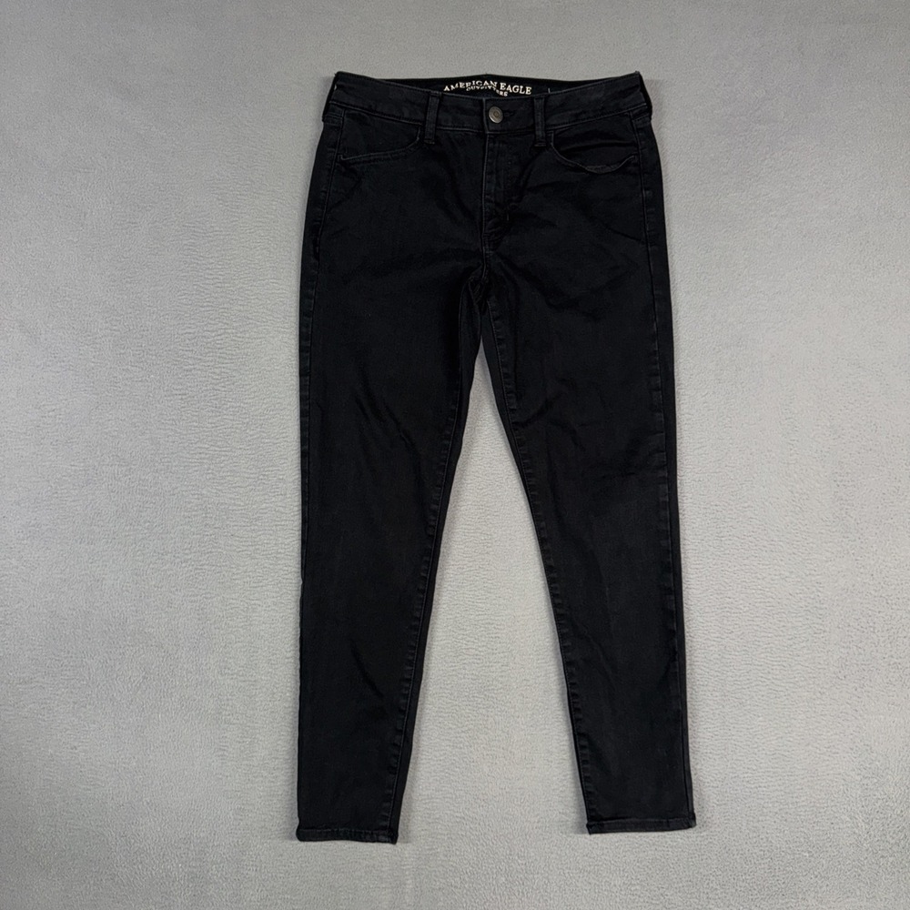 American Eagle Jeans Womens 12 Black Jegging Ankle Stretch Denim Cotton Preppy